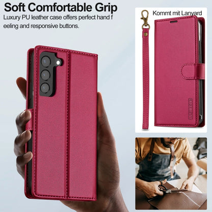 Pour Samsung Galaxy S22+ 5G LC.IMEEKE L2 Series Coque de téléphone détachable Magsafe en PU avec cordon (rouge)
