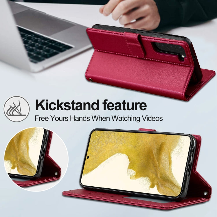 Pour Samsung Galaxy S22+ 5G LC.IMEEKE L2 Series Coque de téléphone détachable Magsafe en PU avec cordon (rouge)