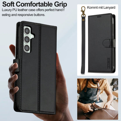 For Samsung Galaxy S23 FE 5G LC.IMEEKE L2 Series Detachable Magsafe PU Phone Case with Lanyard(Black)
