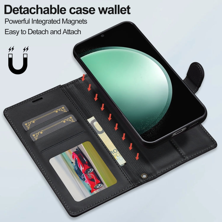 For Samsung Galaxy S23 FE 5G LC.IMEEKE L2 Series Detachable Magsafe PU Phone Case with Lanyard(Black)