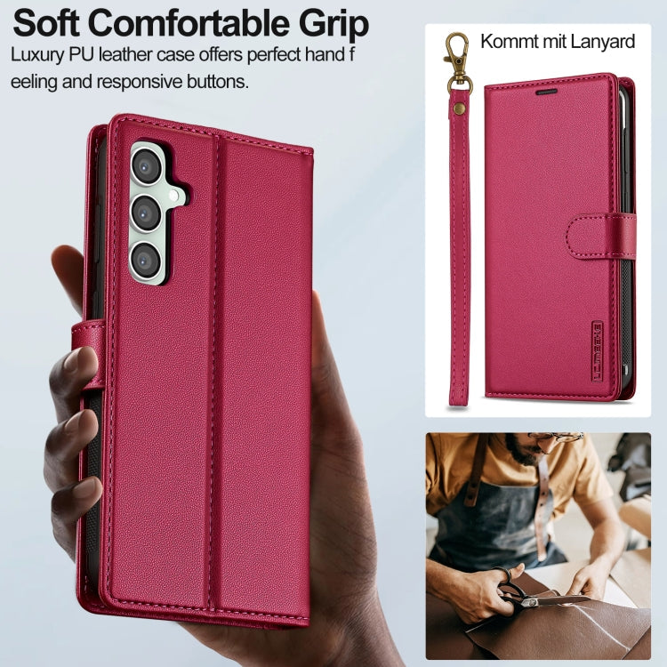 Pour Samsung Galaxy S23 FE 5G LC.IMEEKE Étui de téléphone en PU détachable de la série L2 Magsafe avec cordon (rouge)