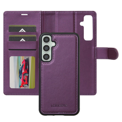 For Samsung Galaxy S24+ 5G LC.IMEEKE L2 Series Detachable Magsafe PU Phone Case with Lanyard(Purple)