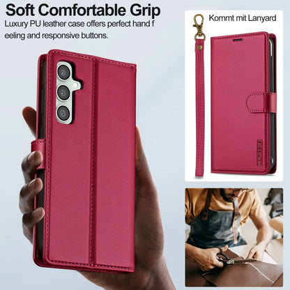 Pour Samsung Galaxy S24+ 5G LC.IMEEKE Étui de téléphone en PU amovible de la série L2 Magsafe avec cordon (rouge)