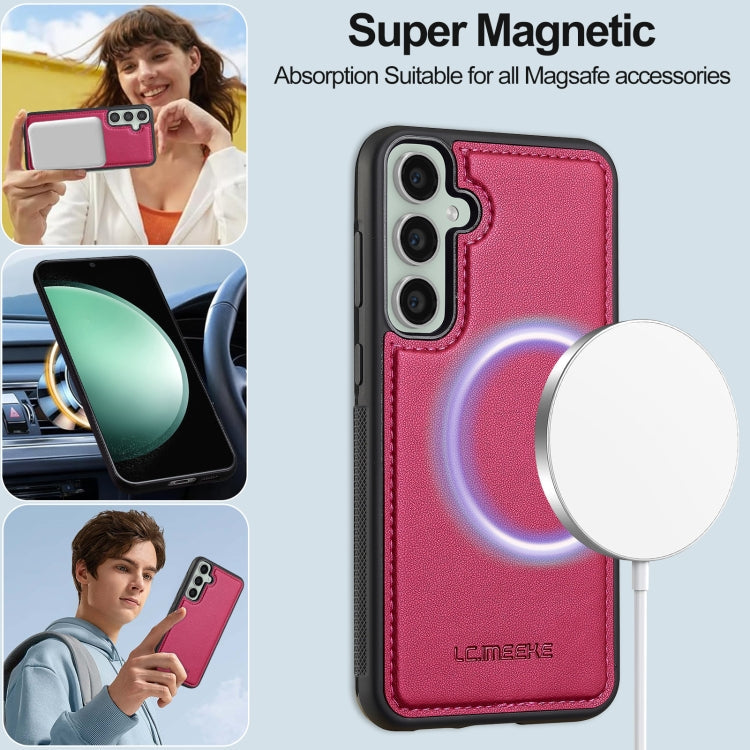 Pour Samsung Galaxy S24+ 5G LC.IMEEKE Étui de téléphone en PU amovible de la série L2 Magsafe avec cordon (rouge)