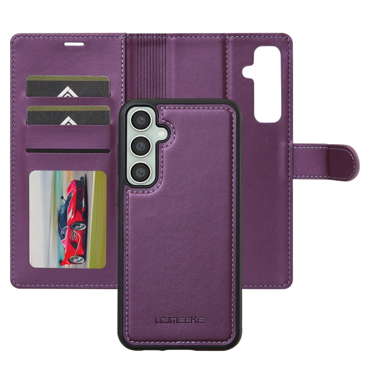 Pour Samsung Galaxy S24 FE 5G LC.IMEEKE L2 Series Coque de téléphone détachable Magsafe en PU avec cordon (violet)