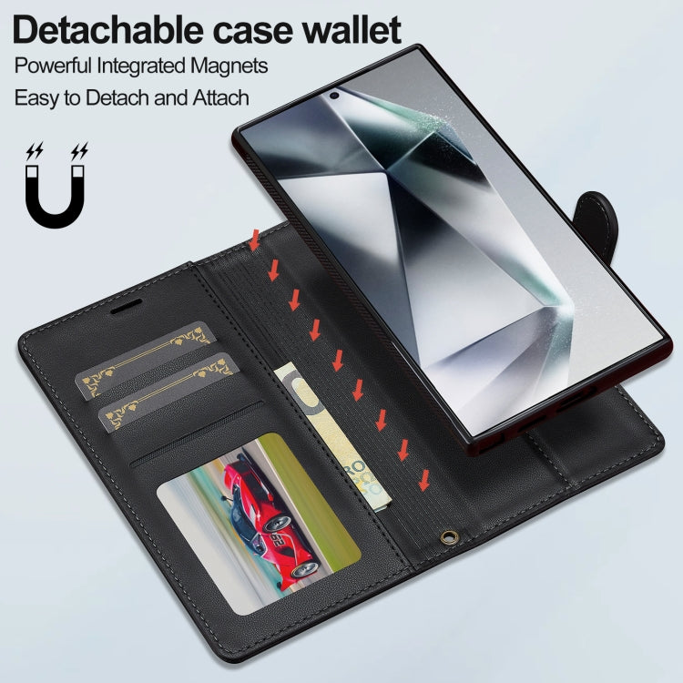 Pour Samsung Galaxy S24 Ultra 5G LC.IMEEKE Série L2 Étui de téléphone en PU détachable Magsafe avec cordon (Noir)