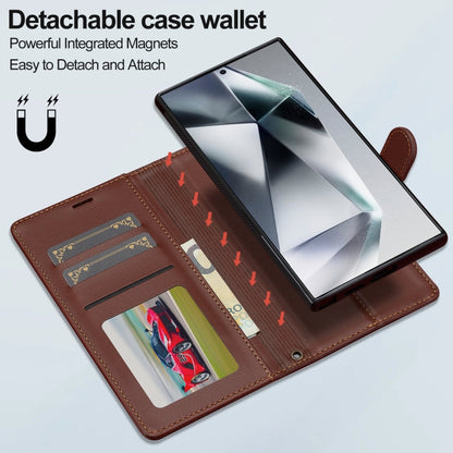 For Samsung Galaxy S24 Ultra 5G LC.IMEEKE L2 Series Detachable Magsafe PU Phone Case with Lanyard(Brown)