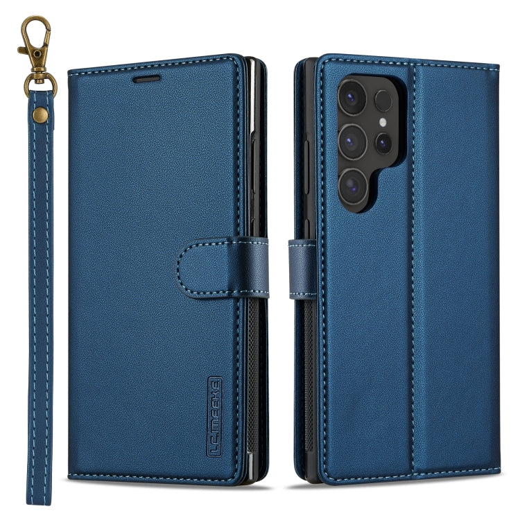 Pour Samsung Galaxy S24 Ultra 5G LC.IMEEKE Série L2 Coque de téléphone en PU détachable Magsafe avec cordon (bleu)