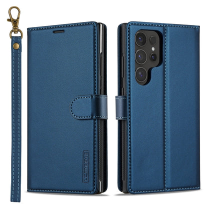 Pour Samsung Galaxy S24 Ultra 5G LC.IMEEKE Série L2 Coque de téléphone en PU détachable Magsafe avec cordon (bleu)
