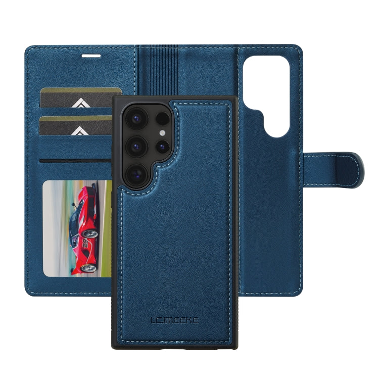 Pour Samsung Galaxy S24 Ultra 5G LC.IMEEKE Série L2 Coque de téléphone en PU détachable Magsafe avec cordon (bleu)