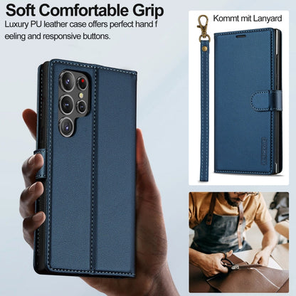 Pour Samsung Galaxy S24 Ultra 5G LC.IMEEKE Série L2 Coque de téléphone en PU détachable Magsafe avec cordon (bleu)