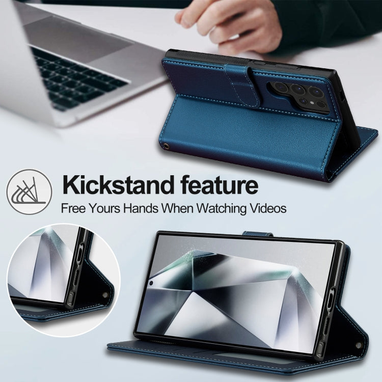 Pour Samsung Galaxy S24 Ultra 5G LC.IMEEKE Série L2 Coque de téléphone en PU détachable Magsafe avec cordon (bleu)