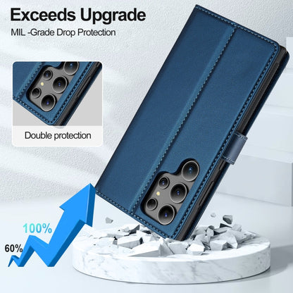 Pour Samsung Galaxy S24 Ultra 5G LC.IMEEKE Série L2 Coque de téléphone en PU détachable Magsafe avec cordon (bleu)