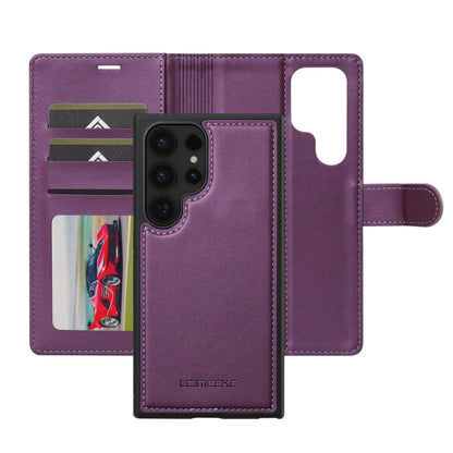 Pour Samsung Galaxy S24 Ultra 5G LC.IMEEKE Série L2 Coque de téléphone amovible en cuir PU avec MagSafe et cordon (violet)