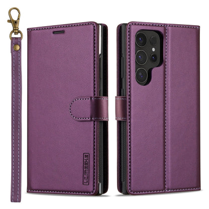 Pour Samsung Galaxy S24 Ultra 5G LC.IMEEKE Série L2 Coque de téléphone amovible en cuir PU avec MagSafe et cordon (violet)