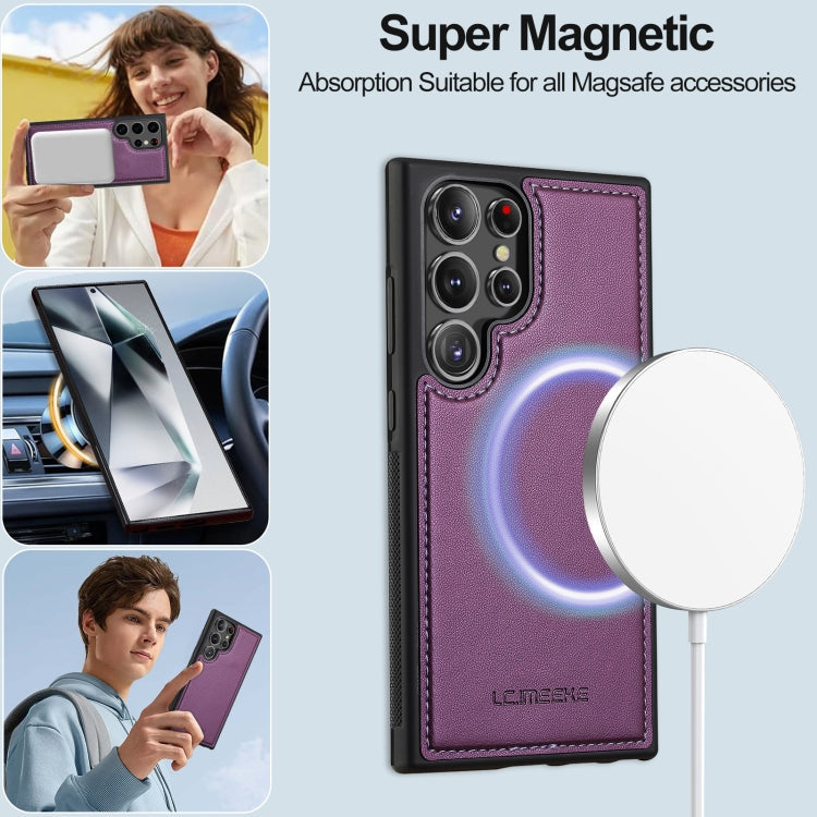 Pour Samsung Galaxy S24 Ultra 5G LC.IMEEKE Série L2 Coque de téléphone amovible en cuir PU avec MagSafe et cordon (violet)