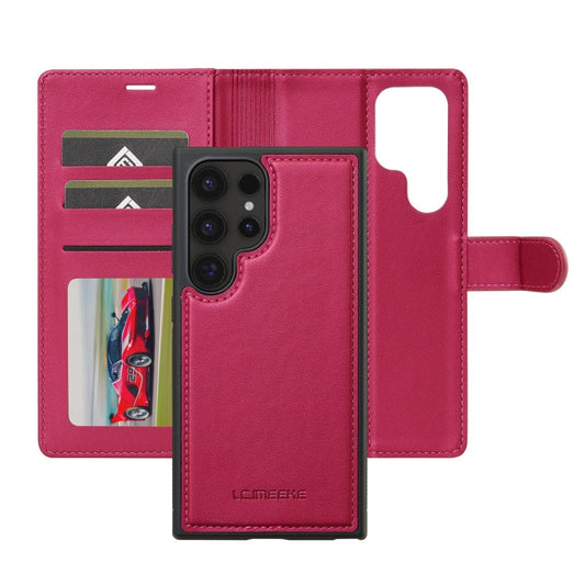 For Samsung Galaxy S24 Ultra 5G LC.IMEEKE L2 Series Detachable Magsafe PU Phone Case with Lanyard(Red)
