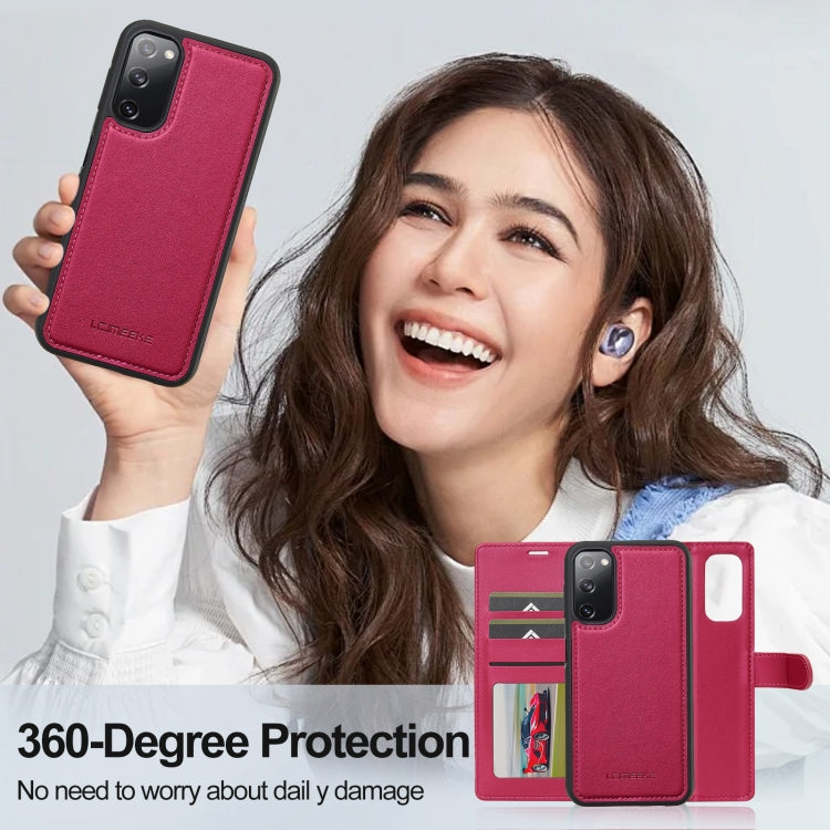Pour Samsung Galaxy S20 FE 5G LC.IMEEKE L2 Series Étui de téléphone en PU détachable Magsafe avec cordon (rouge)