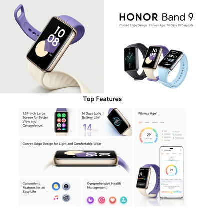 Honor Band 9, 1.57 inch AMOLED Screen, Support Heart Rate / Blood Oxygen / Sleep Monitoring, Standard Version(Black)