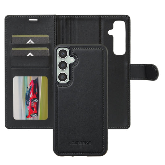 For Samsung Galaxy A55 5G LC.IMEEKE L2 Series Detachable Magsafe PU Phone Case with Lanyard(Black)