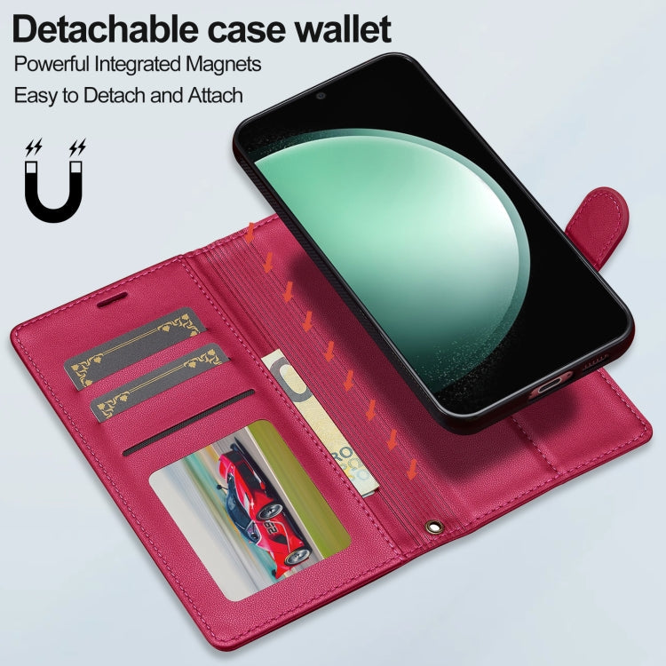 Pour Samsung Galaxy A55 5G LC.IMEEKE Série L2 Étui de Téléphone en PU Détachable Magsafe avec Lanière (Rouge)