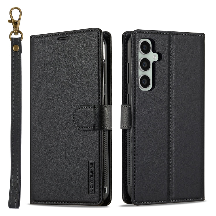 Pour Samsung Galaxy A35 5G LC.IMEEKE L2 Series Étui de téléphone détachable en cuir PU Magsafe avec cordon (Noir)