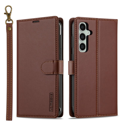 Pour Samsung Galaxy A35 5G LC.IMEEKE L2 Series Coque de téléphone en PU détachable Magsafe avec cordon (Marron)