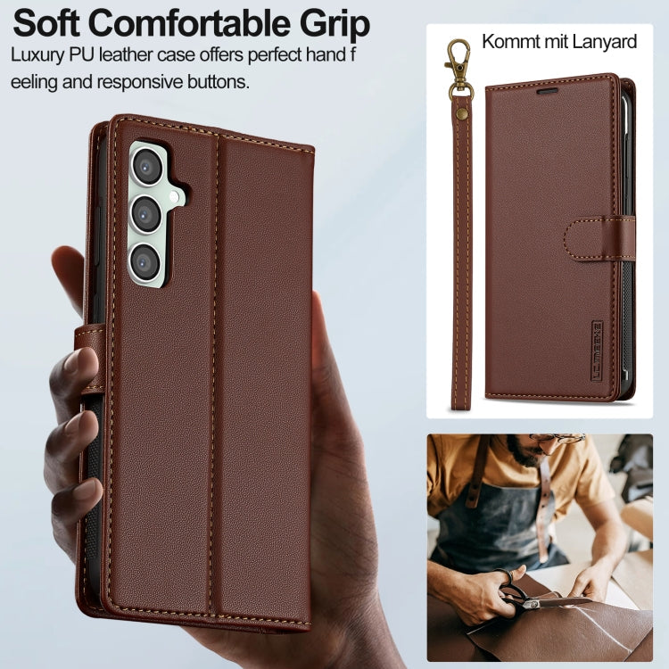 Pour Samsung Galaxy A35 5G LC.IMEEKE L2 Series Coque de téléphone en PU détachable Magsafe avec cordon (Marron)