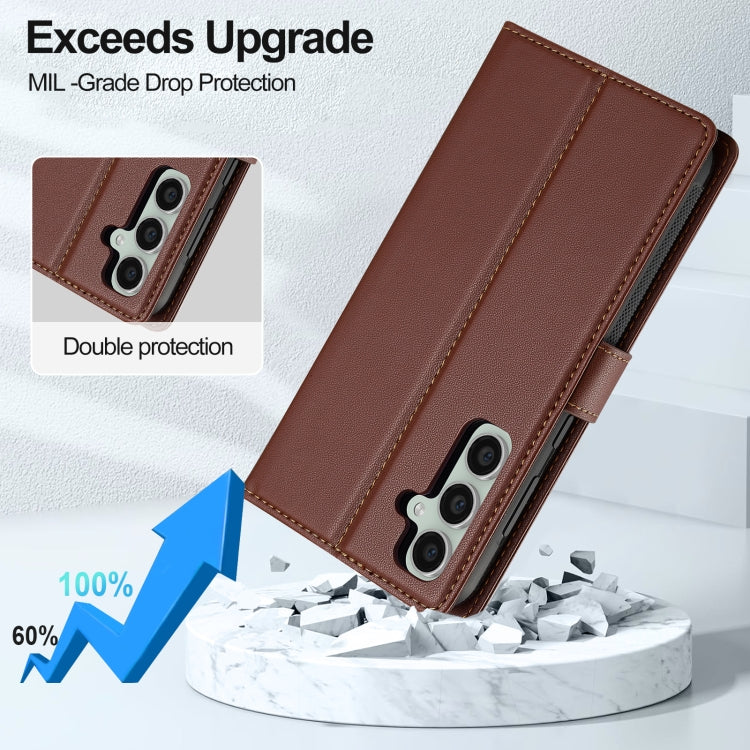 Pour Samsung Galaxy A35 5G LC.IMEEKE L2 Series Coque de téléphone en PU détachable Magsafe avec cordon (Marron)