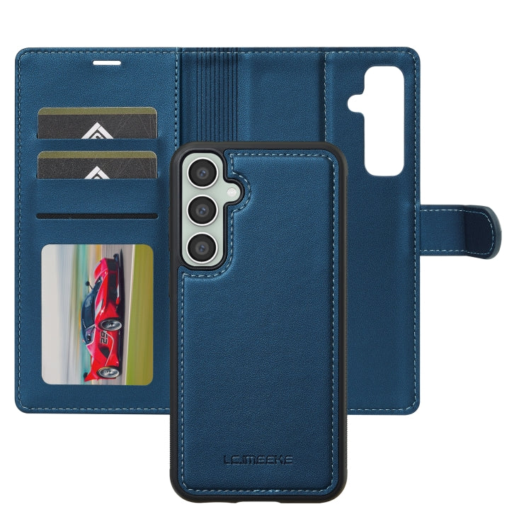 For Samsung Galaxy A35 5G LC.IMEEKE L2 Series Detachable Magsafe PU Phone Case with Lanyard(Blue)