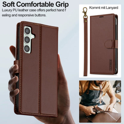 For Samsung Galaxy A15 4G / A15 5G LC.IMEEKE L2 Series Detachable Magsafe PU Phone Case with Lanyard(Brown)