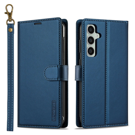 For Samsung Galaxy A15 4G / A15 5G LC.IMEEKE L2 Series Detachable Magsafe PU Phone Case with Lanyard(Blue)