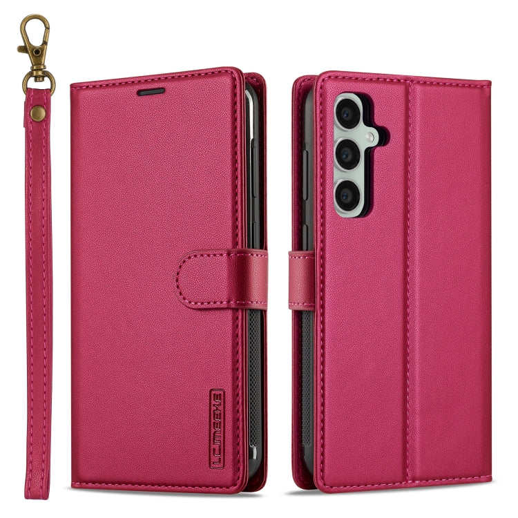 For Samsung Galaxy A15 4G / A15 5G LC.IMEEKE L2 Series Detachable Magsafe PU Phone Case with Lanyard(Red)