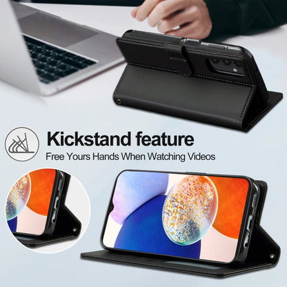 For Samsung Galaxy A14 4G / A14 5G LC.IMEEKE L2 Series Detachable Magsafe PU Phone Case with Lanyard(Black)