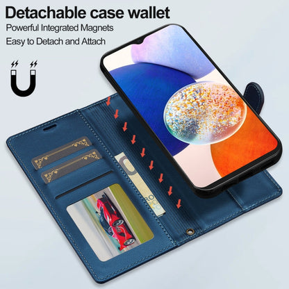 For Samsung Galaxy A14 4G / A14 5G LC.IMEEKE L2 Series Detachable Magsafe PU Phone Case with Lanyard(Blue)