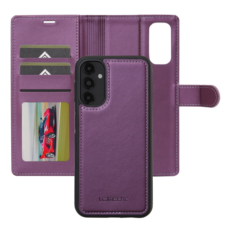 Pour Samsung Galaxy A14 4G / A14 5G LC.IMEEKE Étui de téléphone détachable en cuir PU Magsafe série L2 avec cordon (violet)