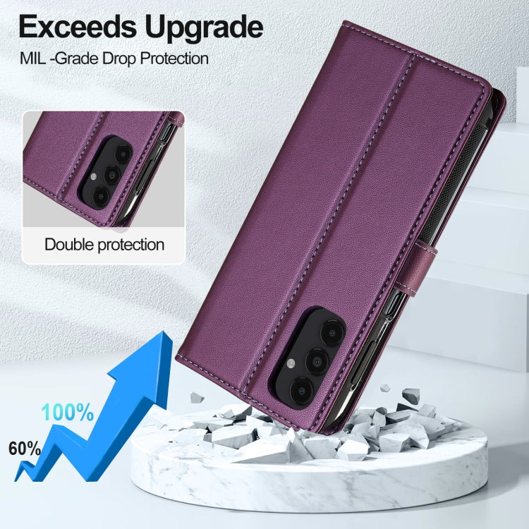 Pour Samsung Galaxy A14 4G / A14 5G LC.IMEEKE Étui de téléphone détachable en cuir PU Magsafe série L2 avec cordon (violet)