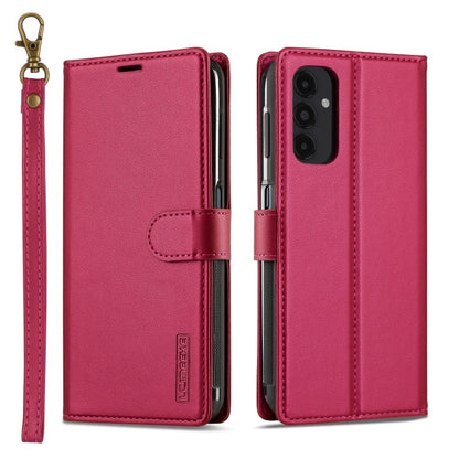 For Samsung Galaxy A14 4G / A14 5G LC.IMEEKE L2 Series Detachable Magsafe PU Phone Case with Lanyard(Red)