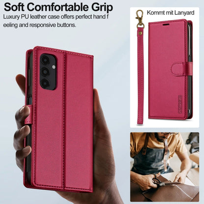 For Samsung Galaxy A14 4G / A14 5G LC.IMEEKE L2 Series Detachable Magsafe PU Phone Case with Lanyard(Red)