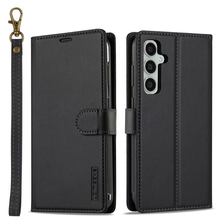 Pour la série LC.IMEEKE L2 pour Samsung Galaxy A56 5G, coque de téléphone amovible en PU Magsafe avec cordon (noir)
