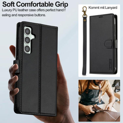 Pour la série LC.IMEEKE L2 pour Samsung Galaxy A56 5G, coque de téléphone amovible en PU Magsafe avec cordon (noir)