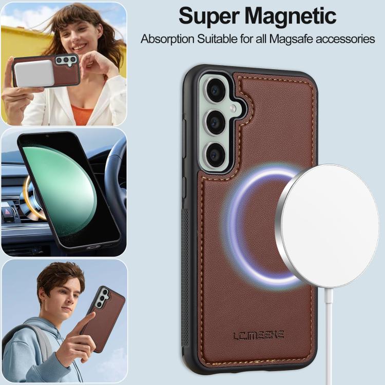 For Samsung Galaxy A56 5G LC.IMEEKE L2 Series Detachable Magsafe PU Phone Case with Lanyard(Brown)