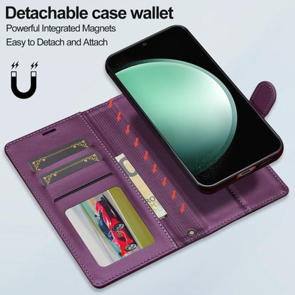 For Samsung Galaxy A56 5G LC.IMEEKE L2 Series Detachable Magsafe PU Phone Case with Lanyard(Purple)
