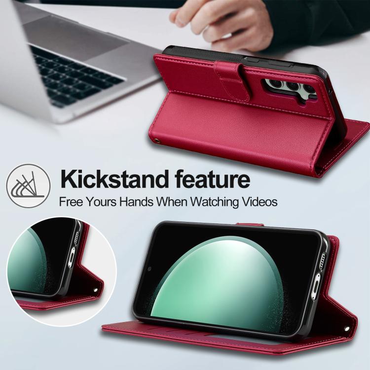 For Samsung Galaxy A56 5G LC.IMEEKE L2 Series Detachable Magsafe PU Phone Case with Lanyard(Red)