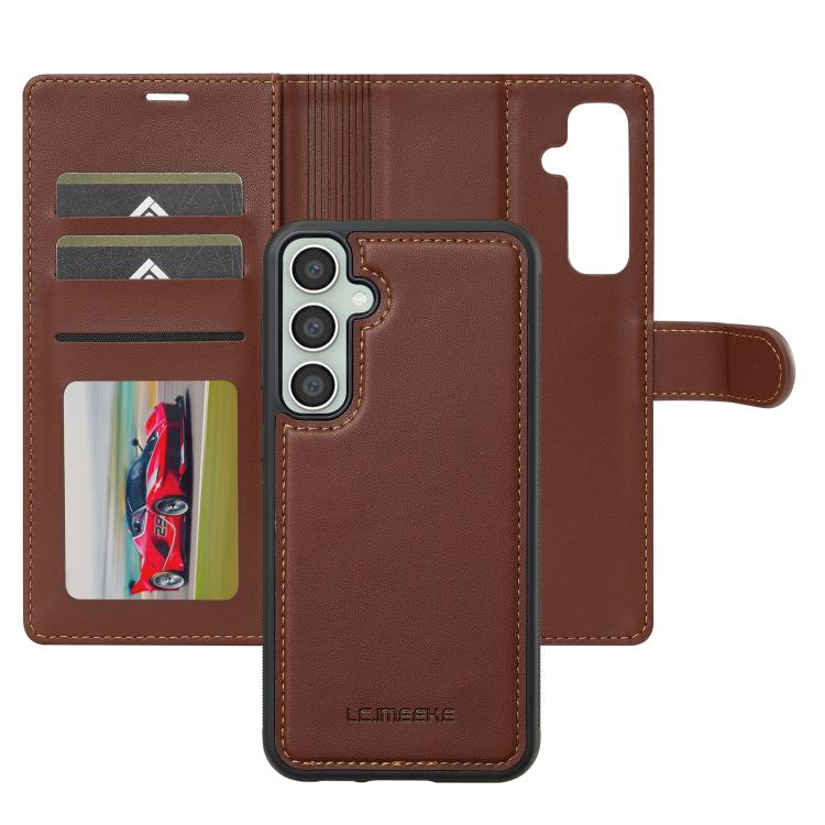 Pour Samsung Galaxy A36 5G LC.IMEEKE Série L2 Étui de Téléphone en PU Détachable Magsafe avec Lanière (Marron)