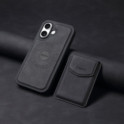 For iPhone 16 Plus Denior D19 Skin Feel MagSafe Detachable Card Slot Phone Case(Black)