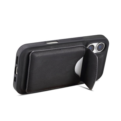 For iPhone 16 Plus Denior D19 Skin Feel MagSafe Detachable Card Slot Phone Case(Black)