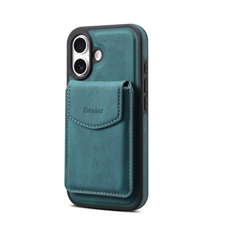 For iPhone 16 Denior D19 Skin Feel MagSafe Detachable Card Slot Phone Case(Blue)