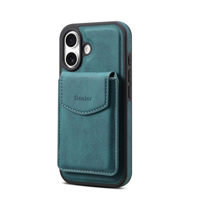 For iPhone 16 Denior D19 Skin Feel MagSafe Detachable Card Slot Phone Case(Blue)