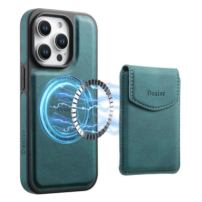 For iPhone 15 Pro Max Denior D19 Skin Feel MagSafe Detachable Card Slot Phone Case(Blue)